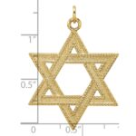 14k Polished and Textured Solid Star of David Pendant - Image 3