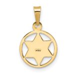 14k Polished Solid Blue Enameled Star of David in Circle Frame Pendant - Image 4