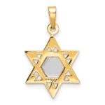 14k Two-tone Polished Solid Star of David and Torah Pendant - Image 4
