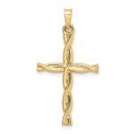 14k Polished Hollow Twisted Cross Pendant