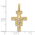14k Two-tone Solid Crucifix Pendant - Image 3