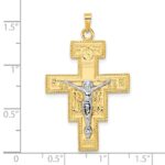 14k Two-tone Polished Fancy Solid Cross Pendant - Image 3