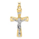 14k Two-tone Large Polished Solid INRI Crucifix Pendant