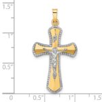 14k Two-tone and White Rhodium Hollow INRI Crucifix Pendant - Image 3