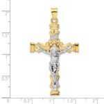 14k Two-tone Large Solid INRI Crucifix Pendant - Image 3