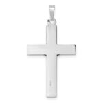 14k White Gold Polished Solid INRI Striped Crucifix Pendant - Image 4