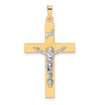 14k Two-tone Polished Solid INRI Crucifix Pendant