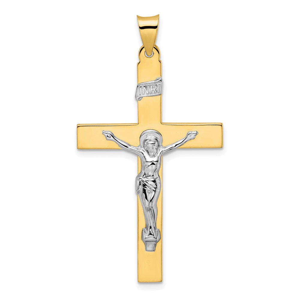 XR2073.jpg 14k Two-tone Polished Solid INRI Crucifix Pendant - Image 1