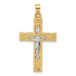 14k Two-Tone Hollow INRI Crucifix Pendant