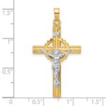 14k Two-Tone Textured Hollow INRI Iona Crucifix Pendent - Image 4