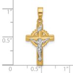 14k Two-Tone Hollow INRI Iona Crucifix Pendent - Image 4