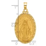 14k Polished and Satin Solid Miraculous Medal Oval Pendant - Image 4