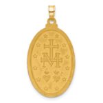 14K and White Rhodium Polished and Satin Solid Miraculous Medal Oval Pendant - Image 3