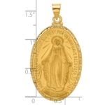 14k Polished and Satin Solid Large Miraculous Medal Oval Pendant - Image 4