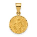 14k Polished and Satin Solid Our Guardian Angel Medal Pendant