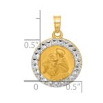 14K with White Rhodium Satin and Polished Hollow St. Anthony Medal Round Pendant - Image 4
