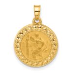 14k Polished and Satin Hollow St. Christopher Medal Round Pendant