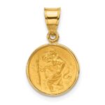 14k Polished and Satin St. Christopher Medal Round Pendant