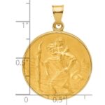 14k Polished and Satin Solid Large St. Christopher Medal Round Pendant - Image 4