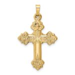 14k Budded Hollow Cross Pendant