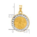 14K with White Rhodium Polished and Satin Hollow St. Michael Medal Round Pendant - Image 4