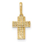 14k Polished Pave CZ Latin Cross Charm / Pendant - Image 3