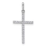 14k White Gold Polished CZ Latin Cross Pendant