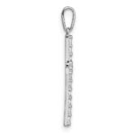 14k White Gold Polished CZ Latin Cross Pendant - Image 2