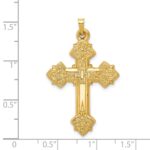 14k Hollow Fleur de Lis Cross Pendant - Image 3