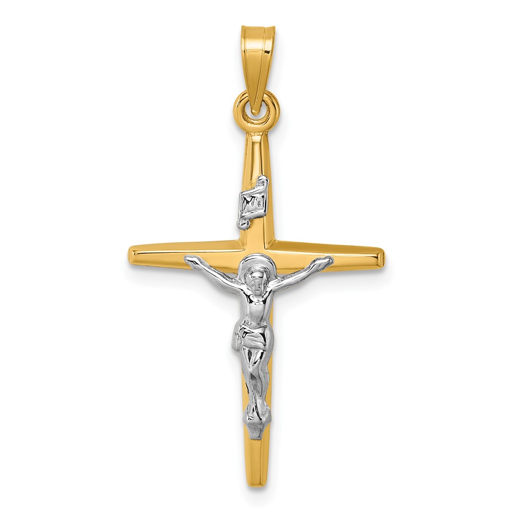XR2178.jpg 14k with White Rhodium Polished INRI Crucifix Cross Pendant - Image 1