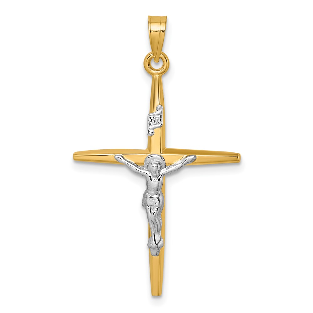 XR2179.jpg 14k with White Rhodium Polished INRI Crucifix Cross Pendant - Image 1