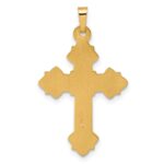 14k with White Rhodium Polished Fleur de Lis INRI Crucifix Cross Pendant - Image 3