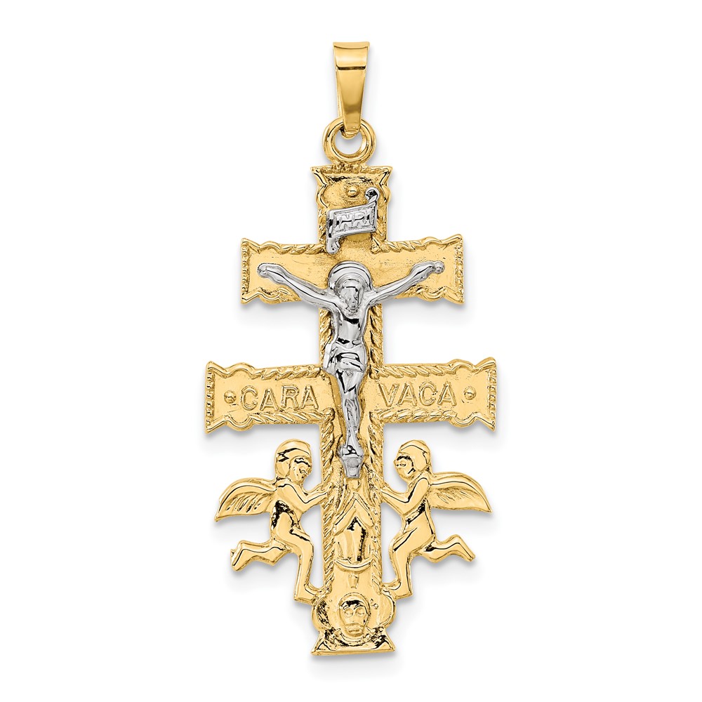 XR282.jpg 14k Two-tone Cara Vaca Crucifix Pendant - Image 1