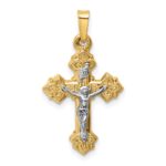 14k Two-tone INRI Hollow Crucifix Pendant
