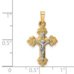 14k Two-tone INRI Hollow Crucifix Pendant - Image 3