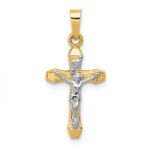 14k Two-tone INRI Hollow Crucifix Pendant