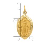 14k Polished and Satin Solid Miraculous Medal Oval Pendant - Image 4