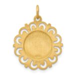 14k Polished and Satin Solid FIRST HOLY COMMUNION Medal Scalloped Edge Charm - Image 4