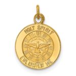 14k Polished and Satin Solid Holy Spirit Medal Charm