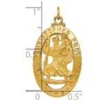 14k Polished and Satin Solid Cut-out Saint Christopher Medal Oval Pendant - Image 3