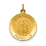 14k Polished and Satin Solid Our Guardian Angel Medal Charm