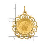 14k Polished and Satin Solid Saint Francis of Assisi Medal Scalloped Edge Round Pendant - Image 4