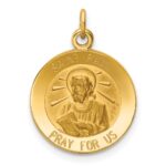 14k Polished and Satin Solid Saint Paul Medal Round Charm