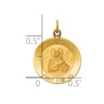14k Polished and Satin Solid Saint Peter Medal Round Charm - Image 3