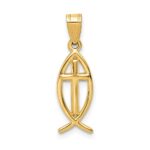 14k Cross Ichthus Fish Pendant