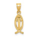 14k Cross Ichthus Fish Charm