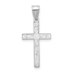 14K White Gold Floral Cross Charm