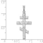 14k White Gold Eastern Orthodox Cross Pendant - Image 3