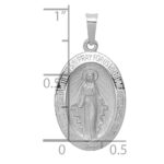 14k White Gold Polished and Satin Solid Miraculous Medal Oval Pendant - Image 3