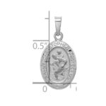 14k White Gold Polished and Satin Solid Saint Christopher Medal Charm - Image 3
